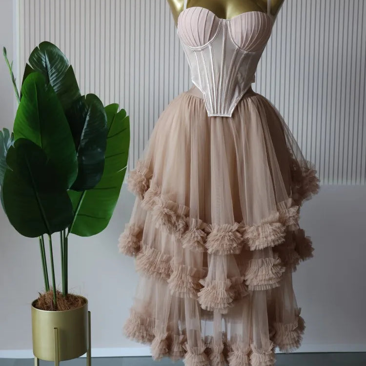 CM.YAYA Women's Dress Set Sleeveless Strap Tops and Pleated Tiered Skirts Suit Elegant Vacation Birthday Two 2 Piece Set Outfits