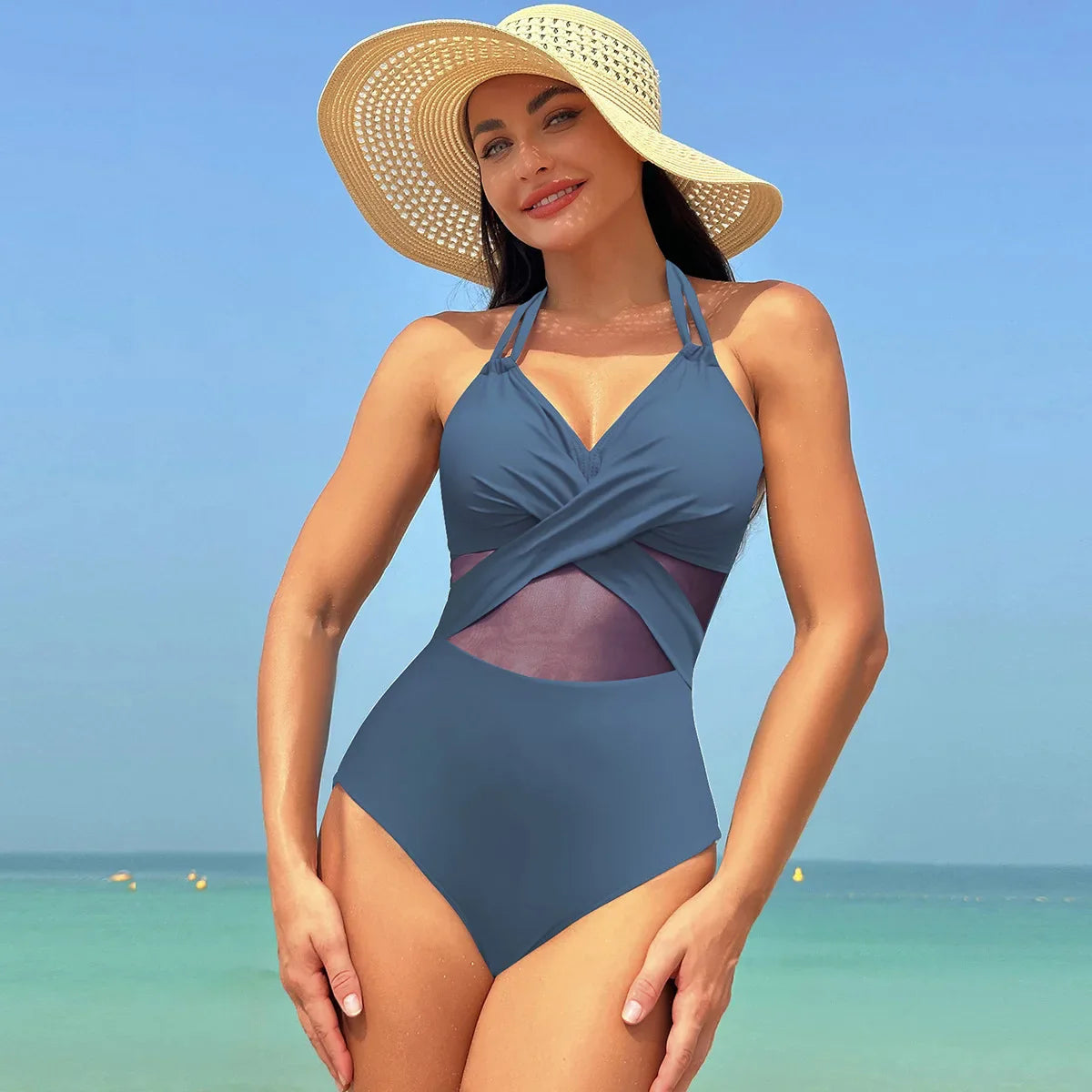 New Sexy Micro Bikini Women Push Up Padded Thong Swimsuit Female Cut Out Bathing Suit Swimwear Trajes De Baño Gray-blue