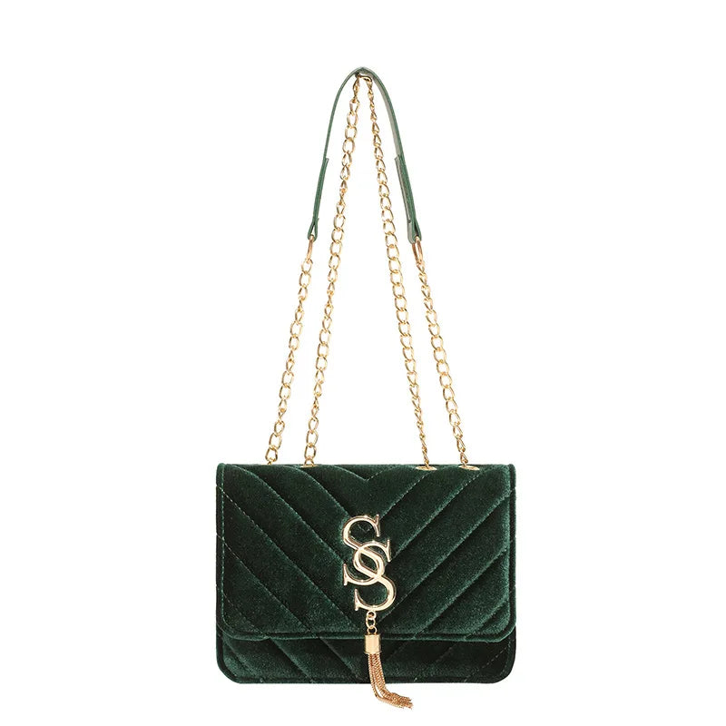 2025 Plaid Chain Square Bag, Niche Crossbody Purse for Women, Letter Print Shoulder Tote, Minimalist Day-to-Night Bag, Textured