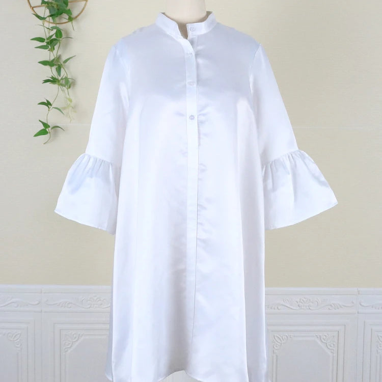 Women Loose Shirt Dress Puff Sleeves White Dresses Summer Autumn Fashion Casual Classy Holiday Robes Large Size 3XL Tunic 2023