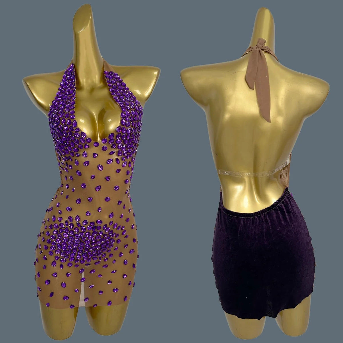 Sexy See Through Mesh Mini Dress Women Deep V Neck Backless Short Dress Club High-end Birthday Party Fancy Girls Outfit Baoshi