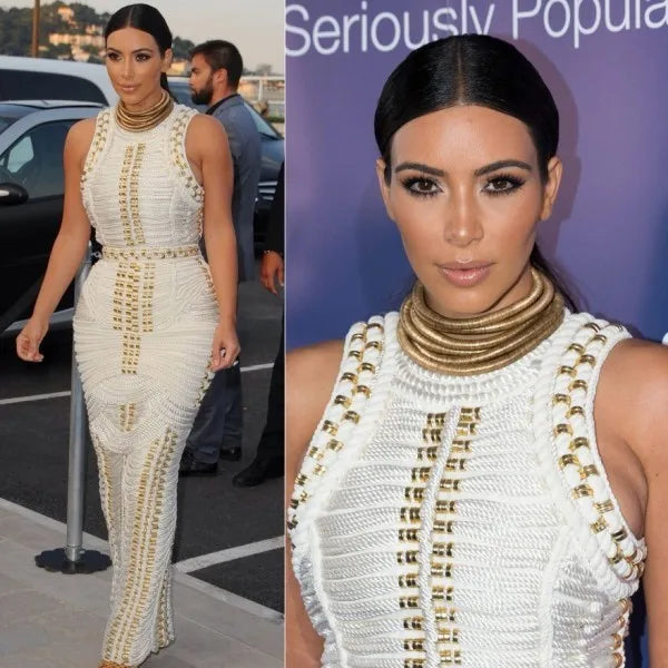 2023 New Women Sexy Diamond Embellished Bodycon Long Bandage Dress Elegant Rayon Backless Sleeveless Party Dress