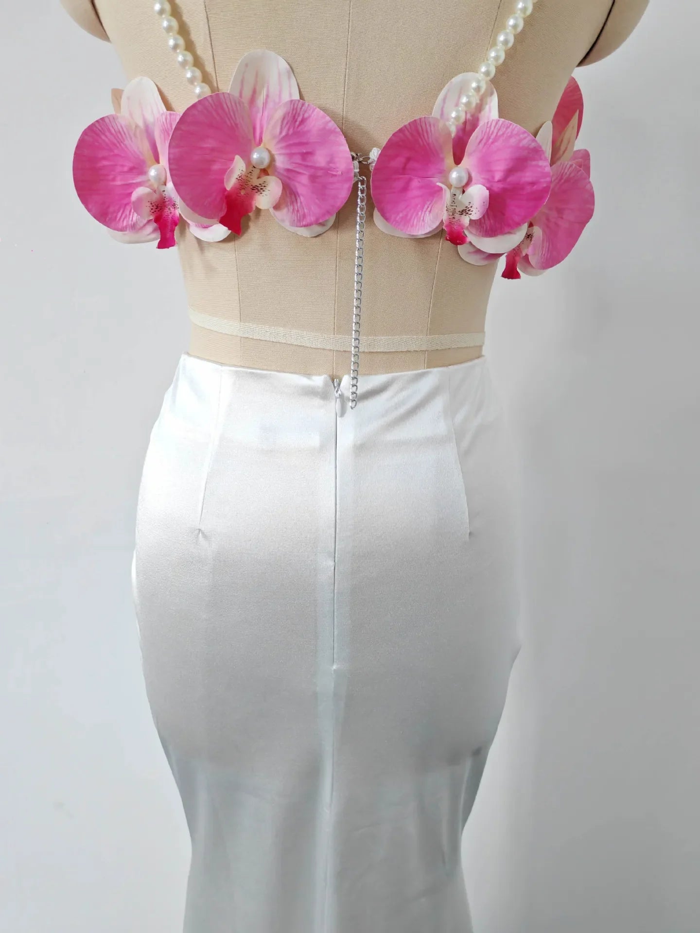 Pink Florals Women Sleeveless Sexy Square Collar 2 Pieces Bodycon Long Dress Cute Vacation Birthday Party Celebrate Dress