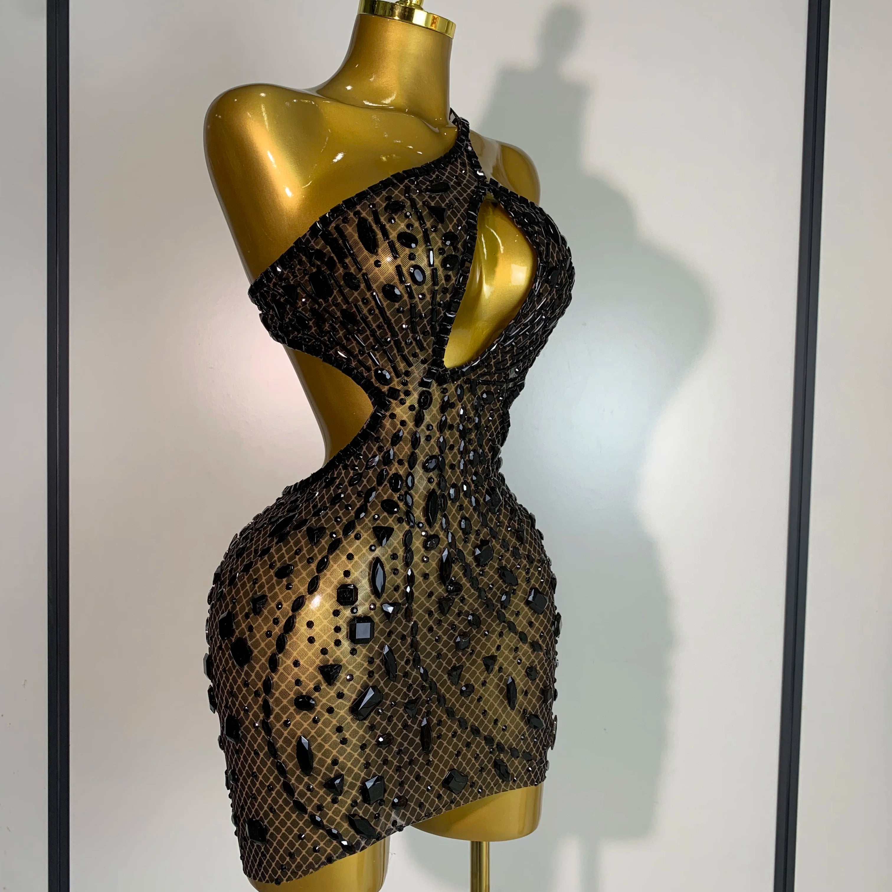 Arrival Women 2025 Sexy Backless Hollow Out Diamond Evening Prom Gown Birthday Luxury Celebrate Stage Nightclub Outfit