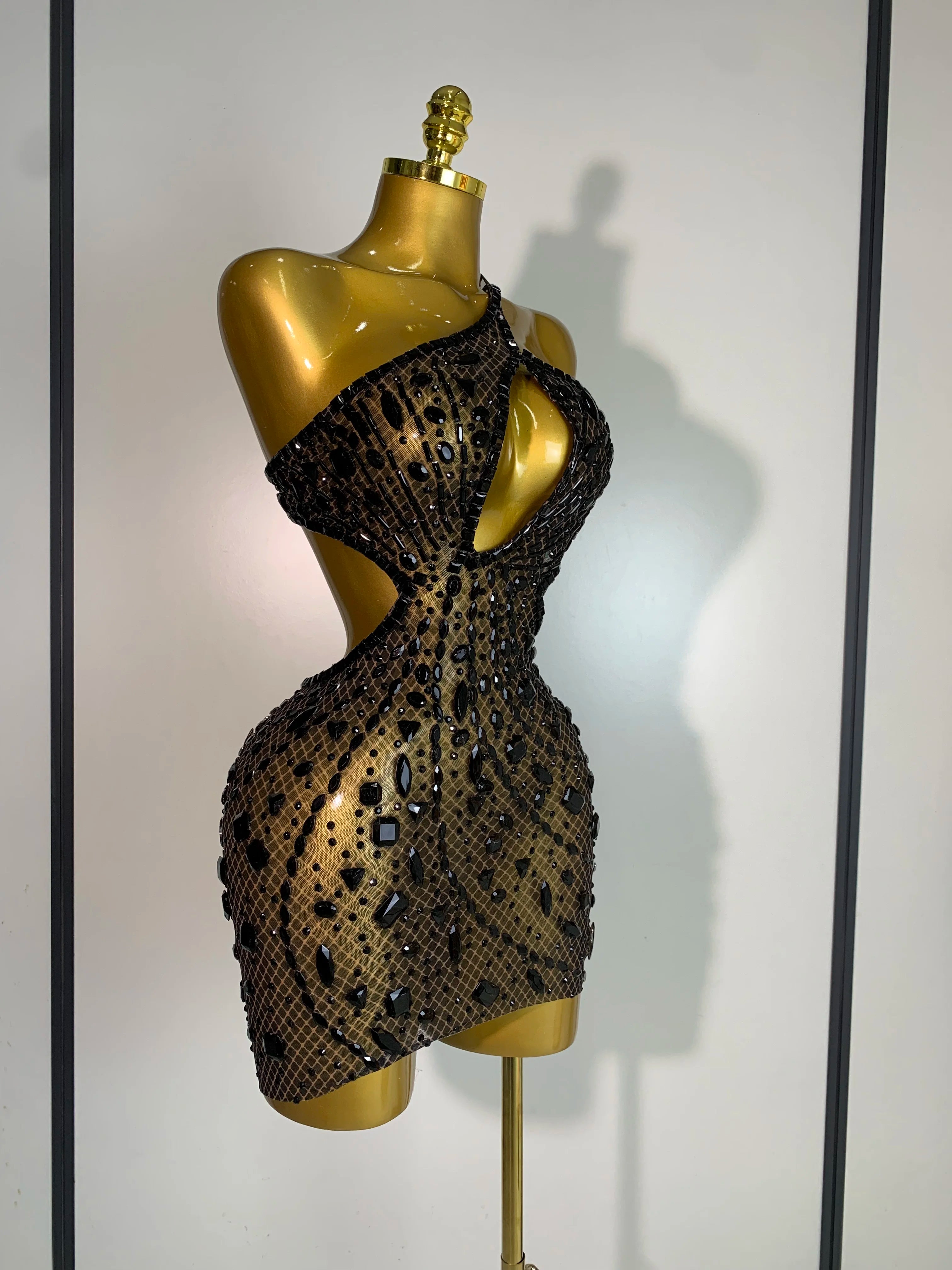 Arrival Women 2025 Sexy Backless Hollow Out Diamond Evening Prom Gown Birthday Luxury Celebrate Stage Nightclub Outfit