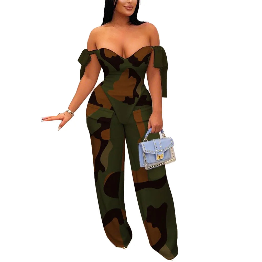 CM.YAYA Oil Painting Printed Women's Set Lace Up Back Crop Top and Pants Suit 2024 Fall Winter Two 2 Piece Sets Outfit Tracksuit Dark Green