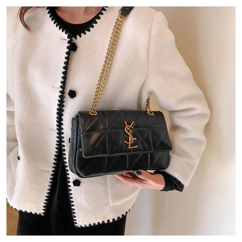 Luxury Fashion Women's Chain Handbag PU Leather Girls Shoulder Messenger Bag Brand lightweight Commuting Bag Tassel Square Bag