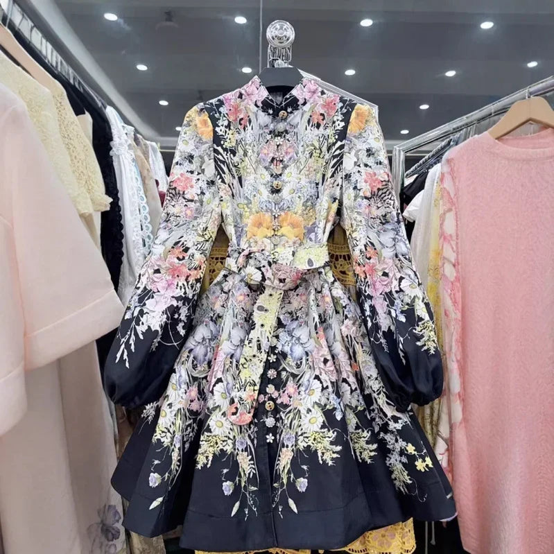 Women's Dress Floral Linen Elegant Short Dresses Casual Vacation Beach Party Dresses Woman Clothing Summer Skirt