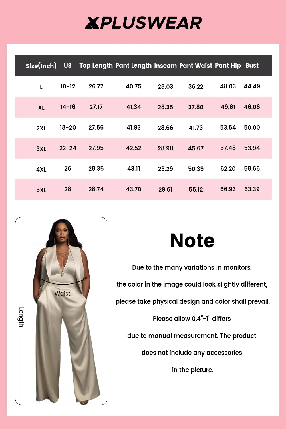 Plus Size Business Casual White Lapel Collar Pocket Wide Leg Satin Two Piece Pant Suits