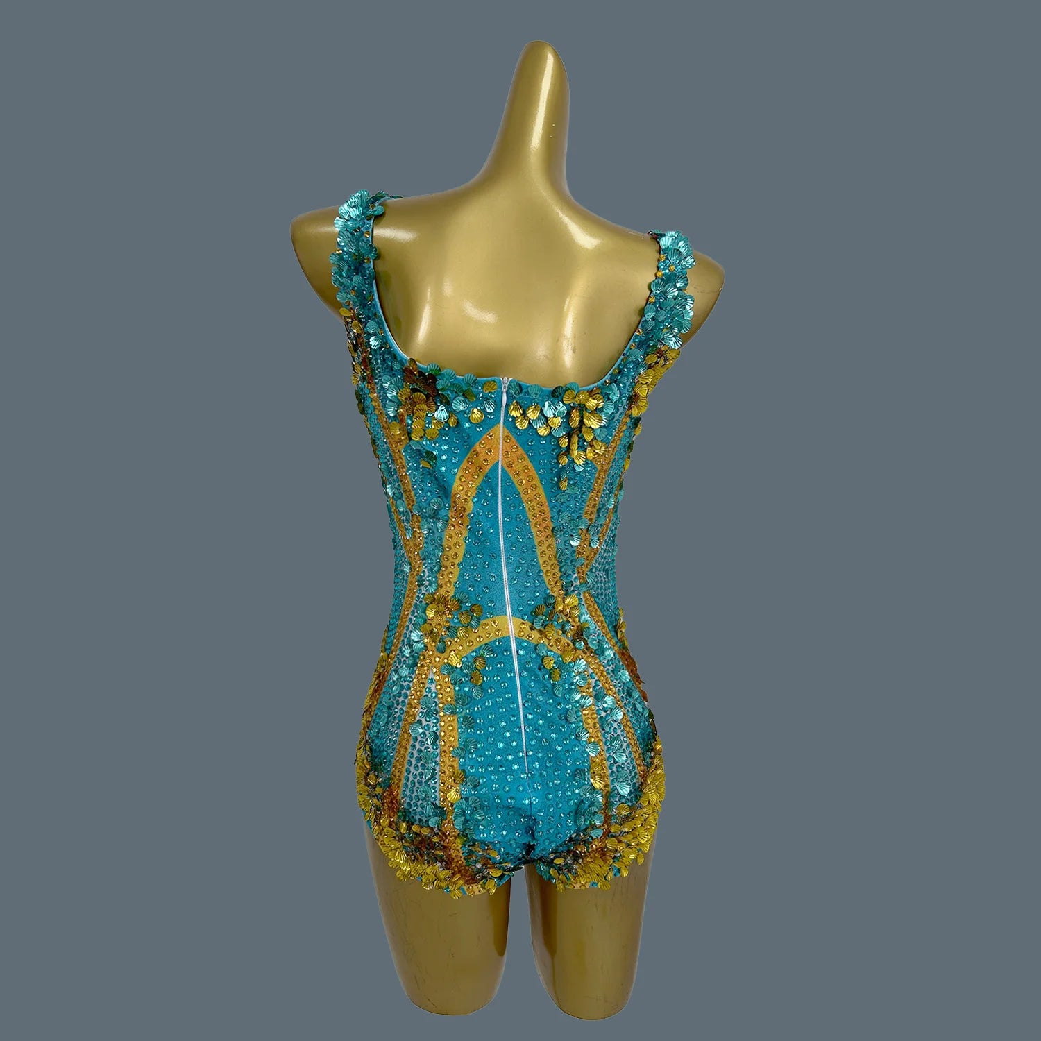 New Sparkly Rhinestones Tight Bodysuit for Women Sexy Performance Outfit Dancer Costume Nightclub Bar DJ Show Stage Wear Meimei