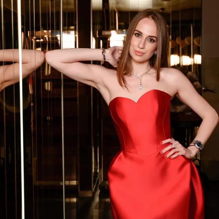 Sexy Strapless Party Dress Women Elegant Red Backless Sleeveless Slim Petal Dresses Female Spring Evening Club Vestidos