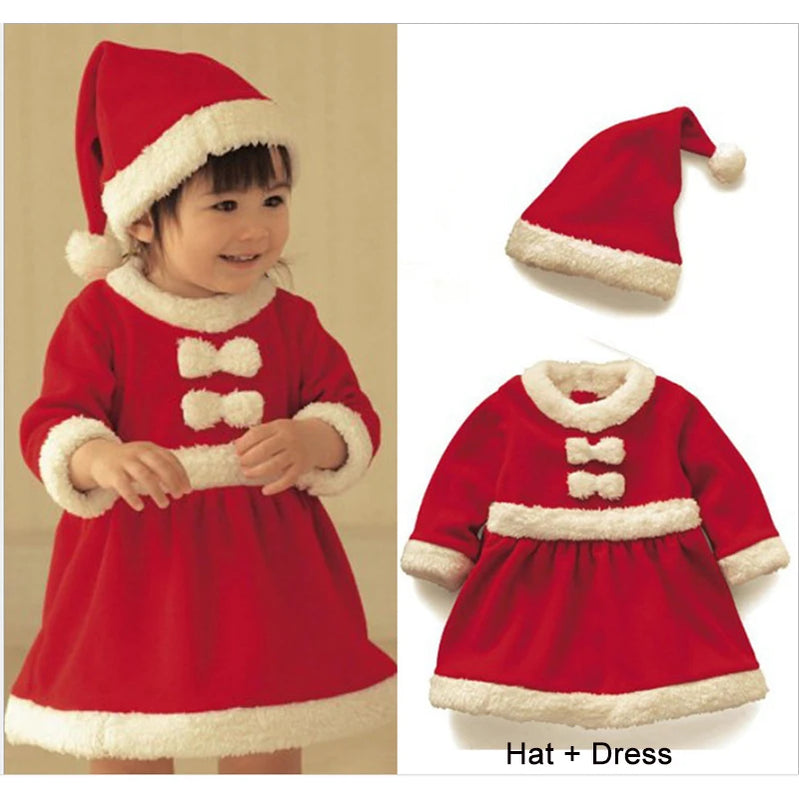 Kids Christmas Costumes Santa Claus Cosplay Clothes Boys and Girls New Years Red Xmas Clothes Christmas Eve Party Clothings 2PCS Christmas Set G