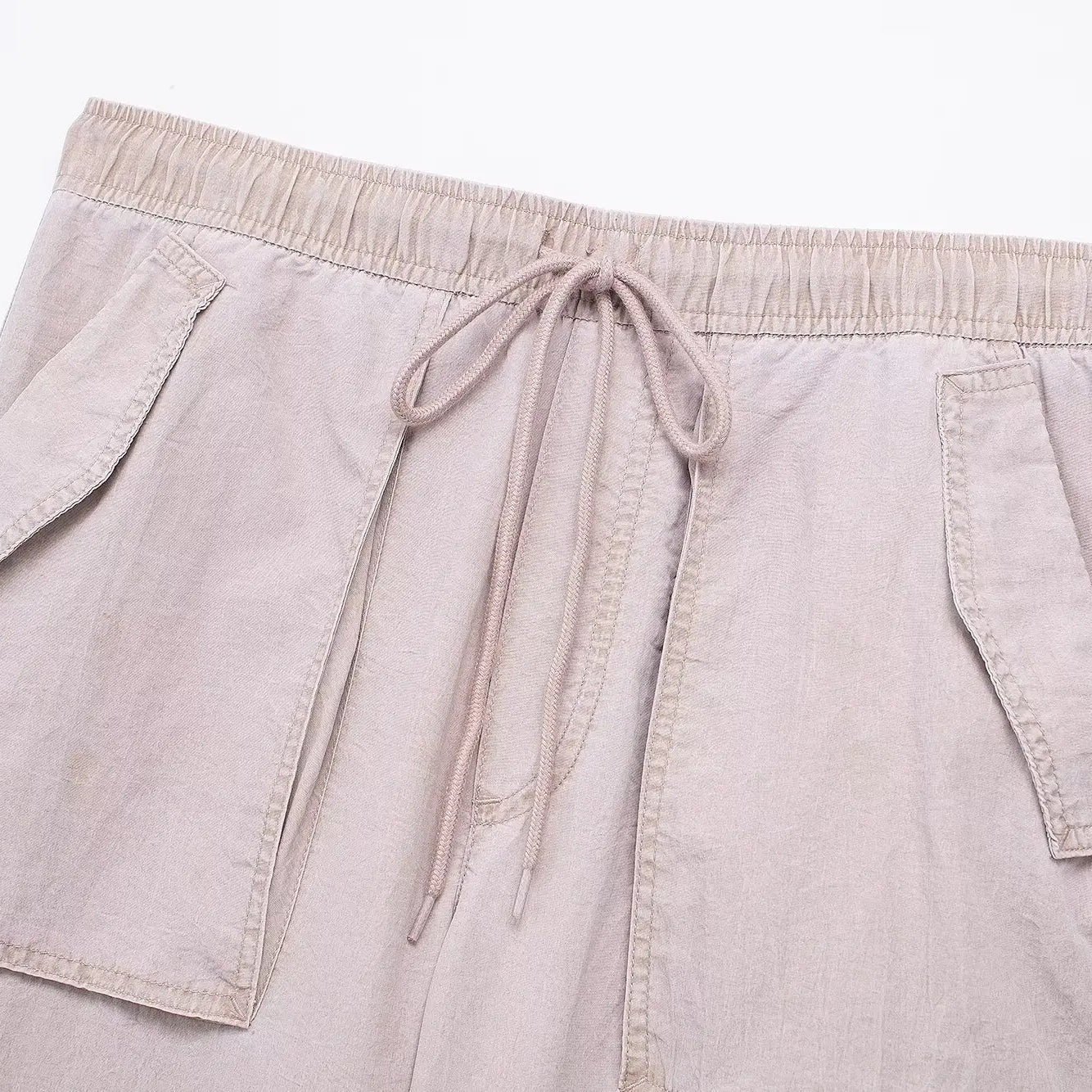 spring new women's purple multi-pocket workwear style lace-up trousers to show your style