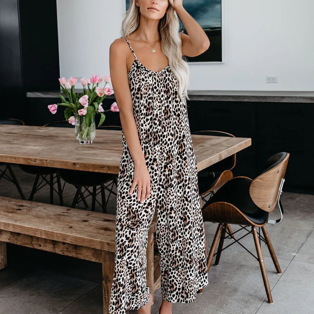 Women's jumpsuit clothing wholesale Russian European and American suspender sexy wide leg pants Khaki