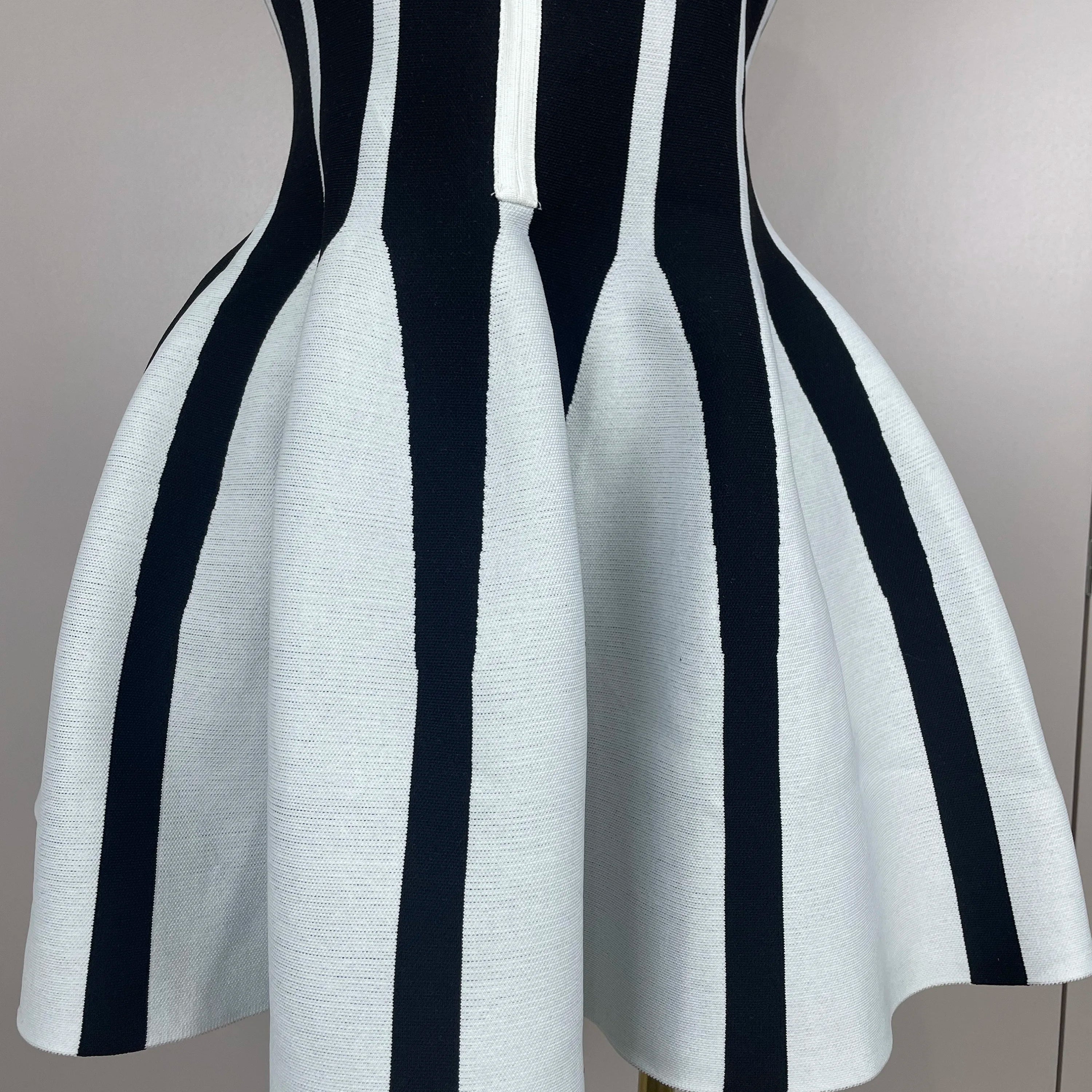Sexy Backless Black White Stripes Halter Bandage A Line Short Dress 2025Women Celebrity Elegant Evening Party Holiday Club Dress