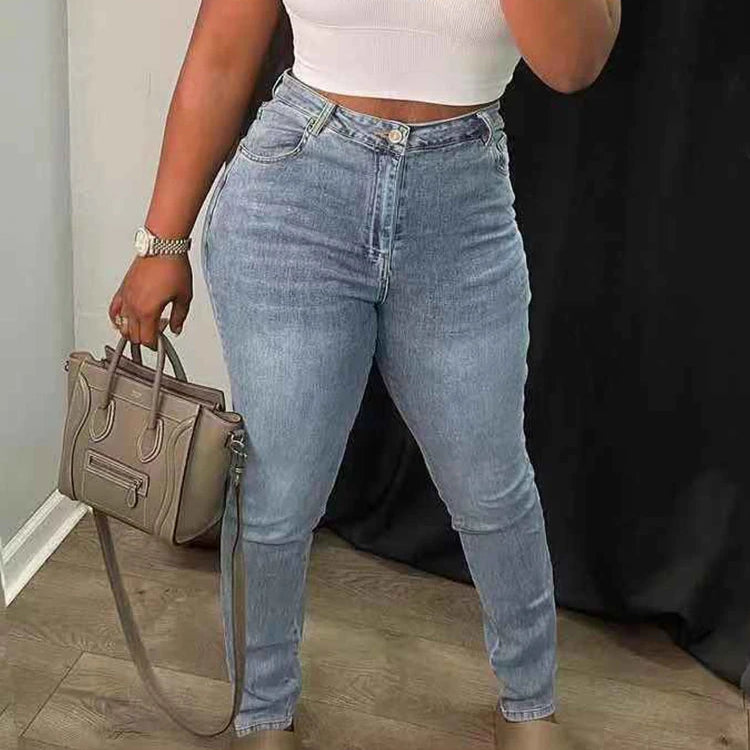 Cut Out Tight Pencil Jeans Women Denim Streetwear High Waist Vintage Wash Skinny Long Trousers Fairycore Grunge Pants