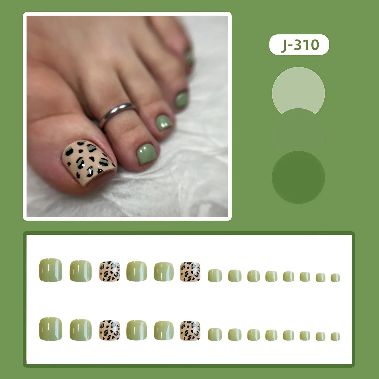 24pcs Summer Cute Press on Toenails Cartoon Cat Bear Print False Toe Nails Wearable Sweet Red Korean Style Fake Toenails