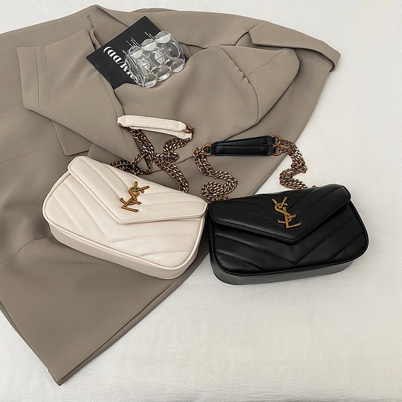 Classic design PU leather chain strap crossbody bag, fashionable women's zipper shoulder bag, casual travel women's bag