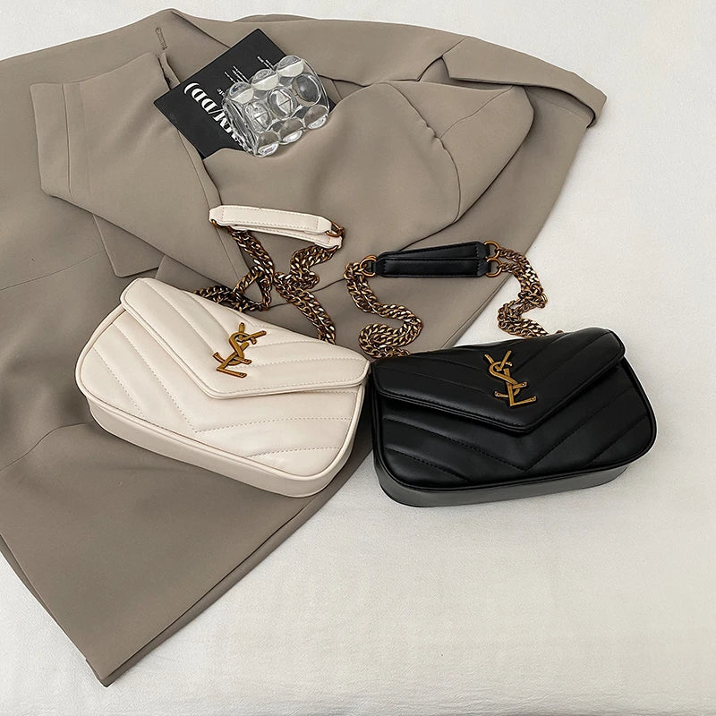 Classic design PU leather chain strap crossbody bag, fashionable women's zipper shoulder bag, casual travel women's bag