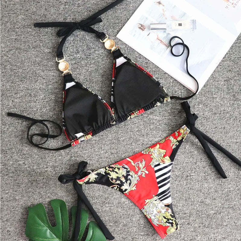 Summer Sexy Print Bikinis Women's Swimwear Female Swimsuit Swimming Bathing Suits Brazilian Bikini Set Beachwear Bather