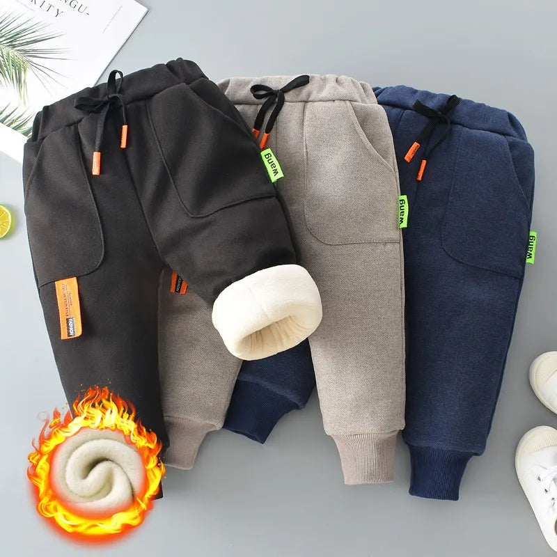 Vinter kid tyk fleece bukser efterår 0-6y børn lige varm sport bukse baby pige elastisk talje jogger sweatpant til dreng