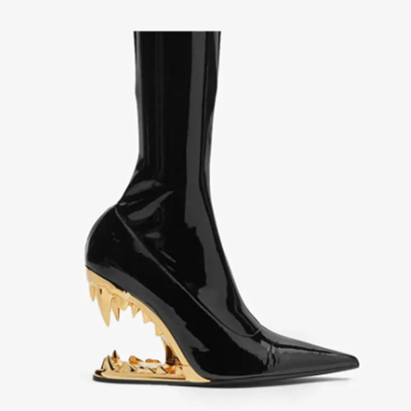 European and American New Knee-length Thigh Women's Boots Fashion Pointed Side Zipper Teeth High Heels Show Patent Leather Boots