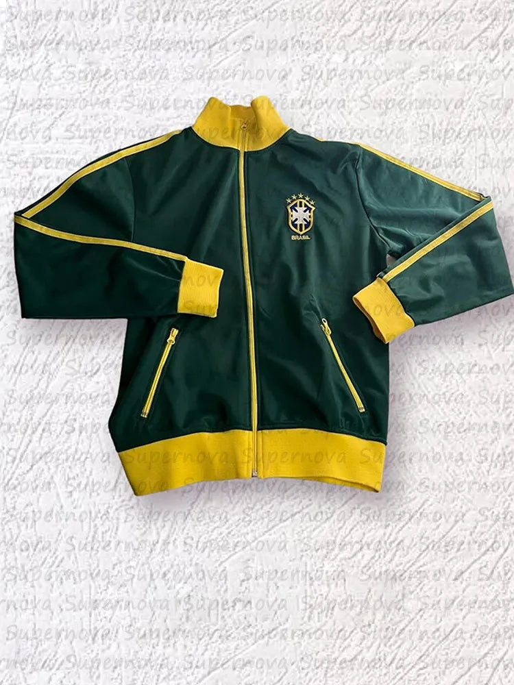 Vintage Y2K Aesthetic Sweatshirt Two-color Letter Embroidery Loose Graphic Zipper Hoodie Retro