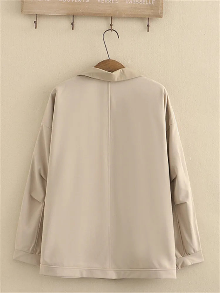 Plus Size Women's Suit Suit Collar Lapel Casual Jacket Elastic Waist Side White Strip Stitched Casual Suit Trousers Combination