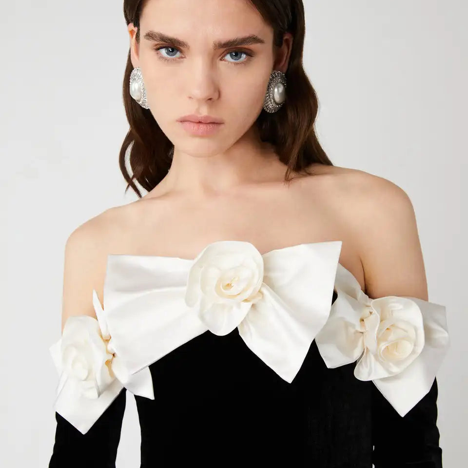 Winter Style Women Long Sleeve Sexy Off the Shoulder Floor-length Dress Velvet Elegant Evening Party Celebrate Dress