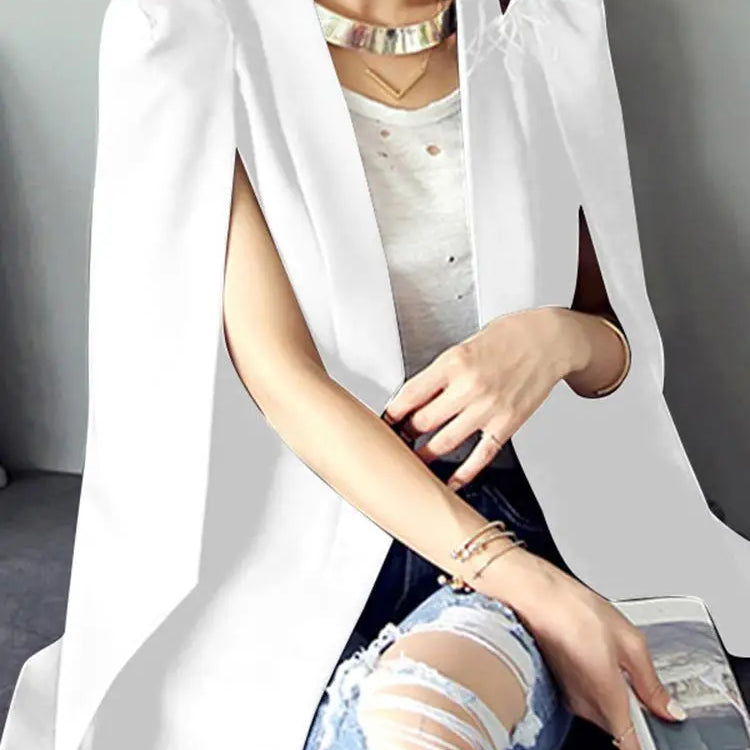 ZANZEA Autumn Shawl Collar Split Sleeve Coat 2023 Women Cloak Blazer Fashion Solid OL Cape Office Casual Suit Jacket Workwear WHITE