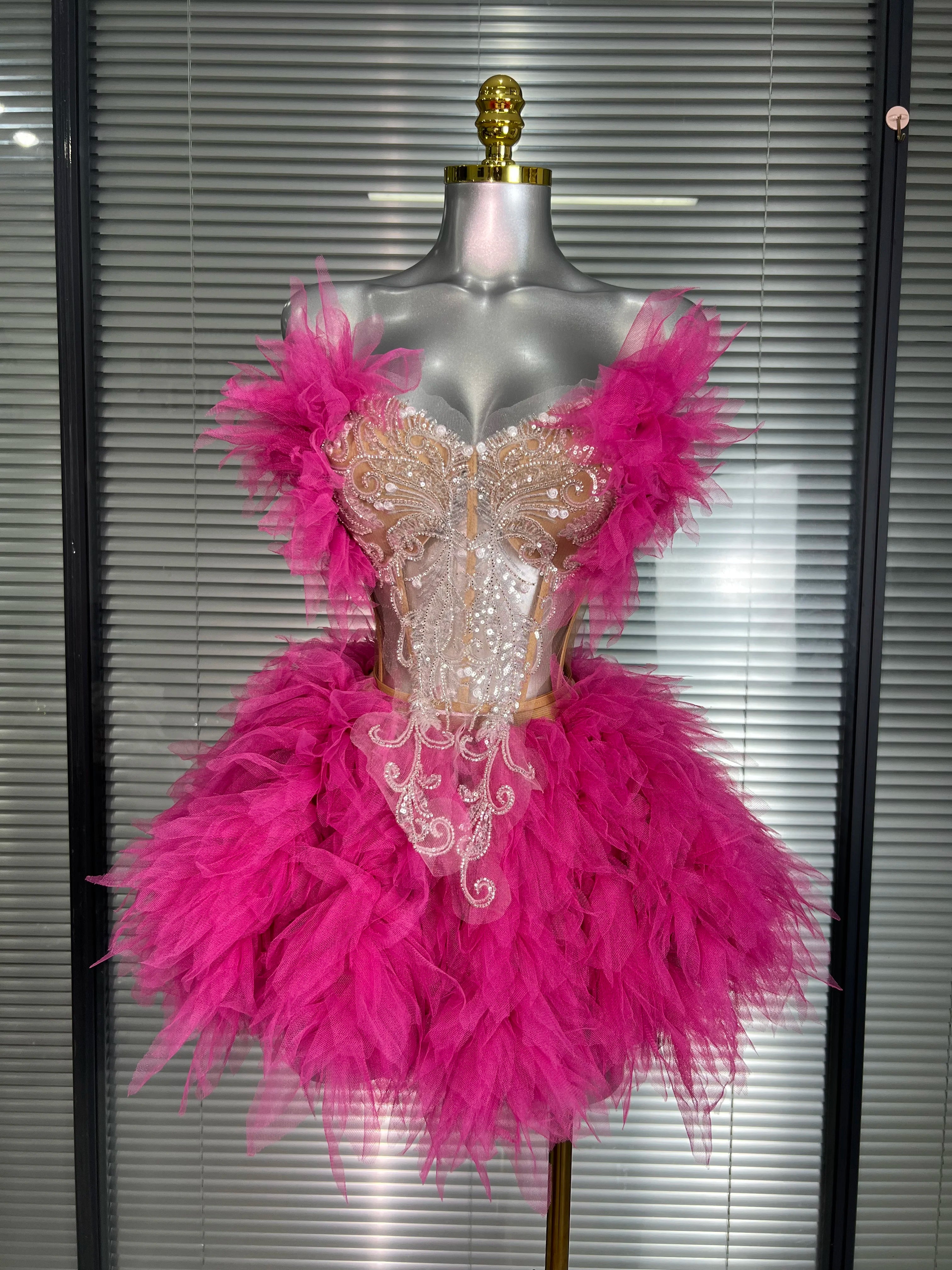 INS New Sexy Two Pieces Set Women Celebrity Silver Night Club Skirt Suits  Stage Performance Costume