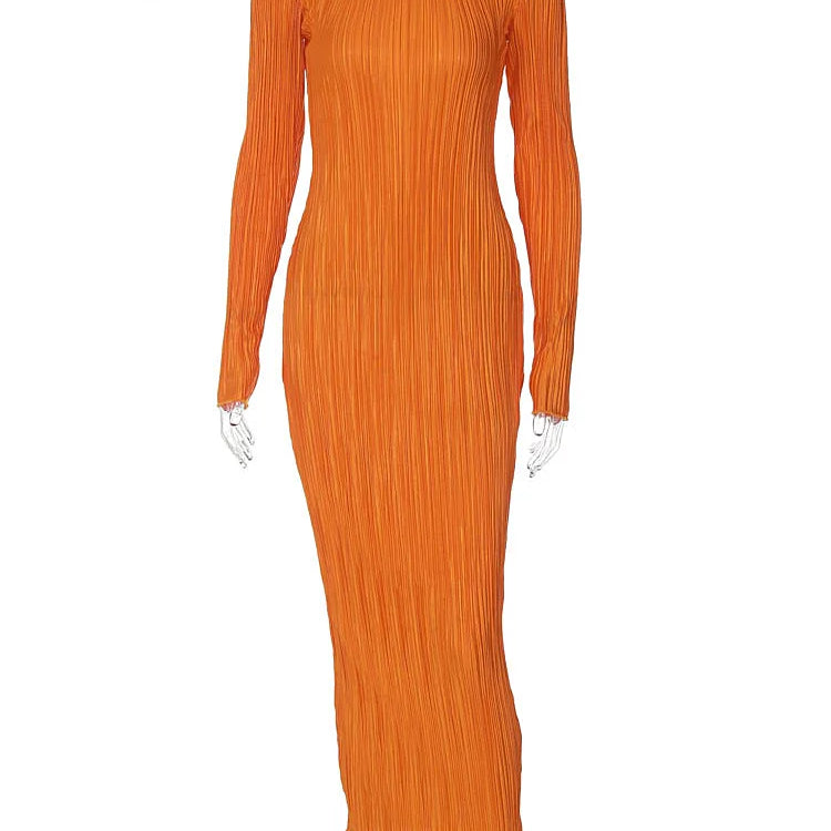 Autumn Striped Ruched Ruffle Sexy Y2K Clothes Long Sleeve Bodycon Midi Dresses For Women Club Party Elegant Outfit