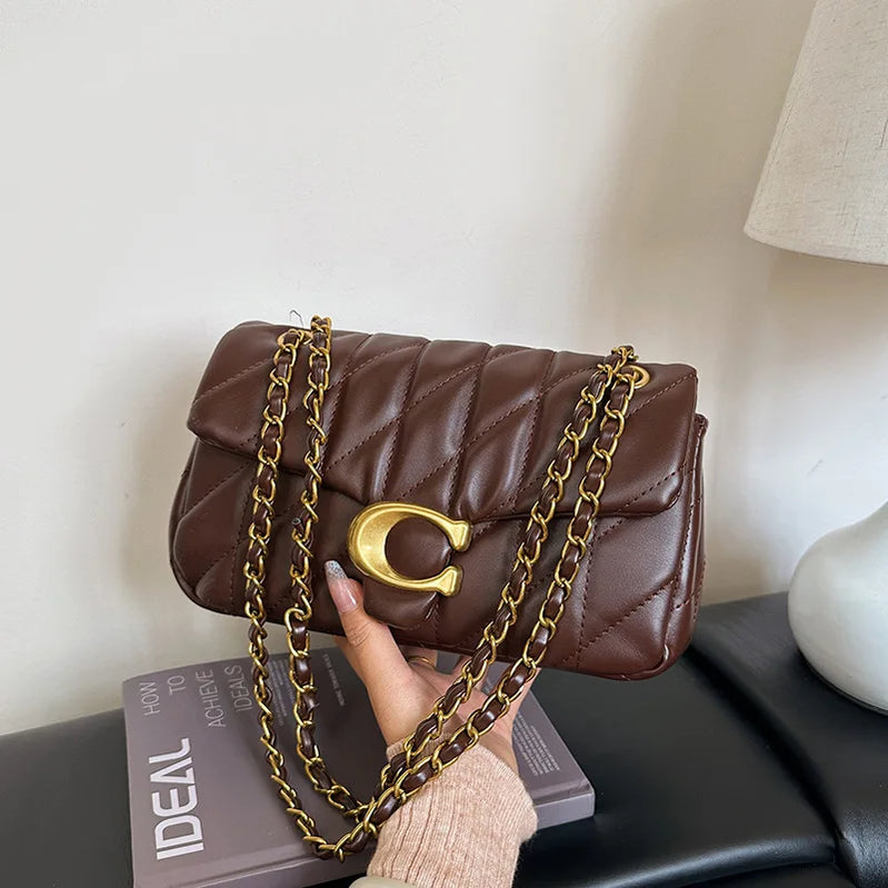 2025 Women's Quilted Crossbody Bag, Luxury Chain Strap Mini Bag, Diamond Pattern Shoulder Purse, Fashionable Elegant Clutch