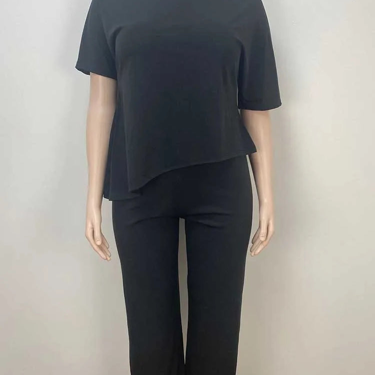 Plus Size Woman Clothing Summer Suit with Pants Casual Loose 2 Piece Sets Trousers and Top Solid Color Wholesale Dropshipping