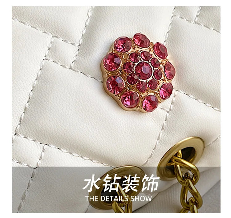 Summer Eagle Head Chain Crossbody Bags for Women UK Brand Designer Fashion Trend Handbag PU Shoulder Bag Diamond Flower Bag