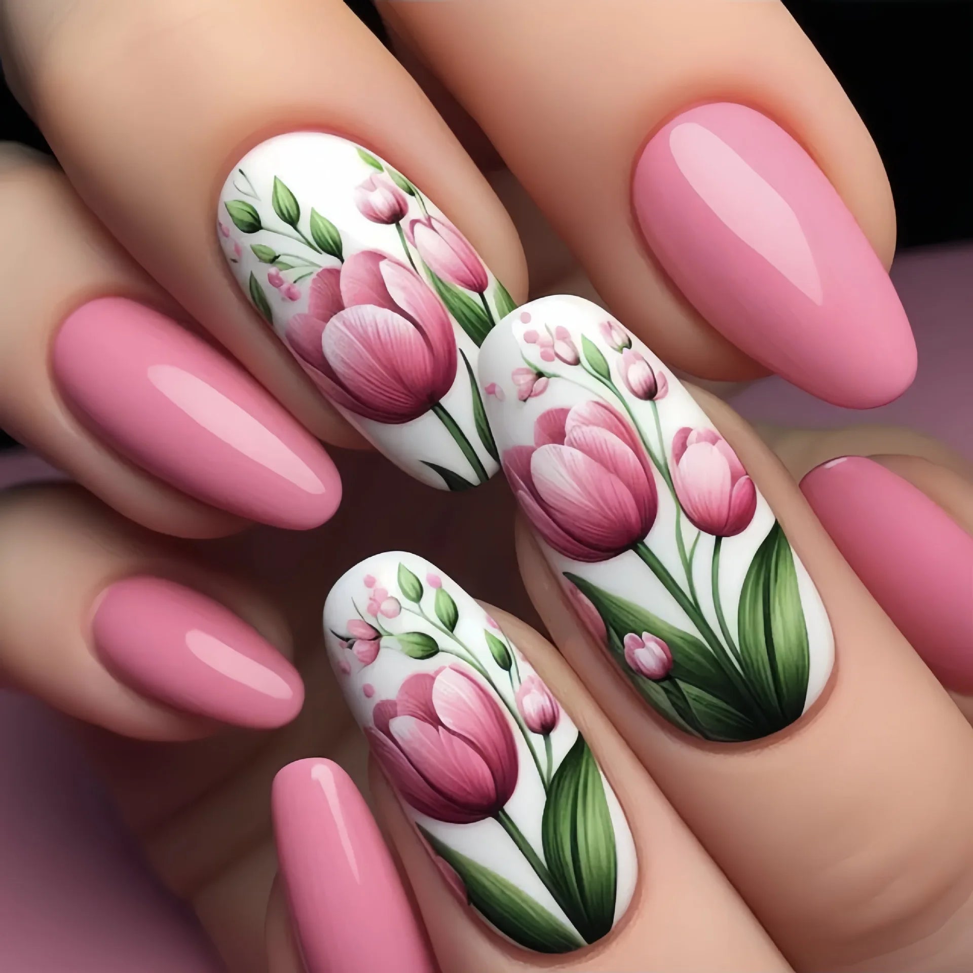 24pcs/set short medium long fake nails for Spring summer season gradient peach flowers butterfly heart press on false nail art