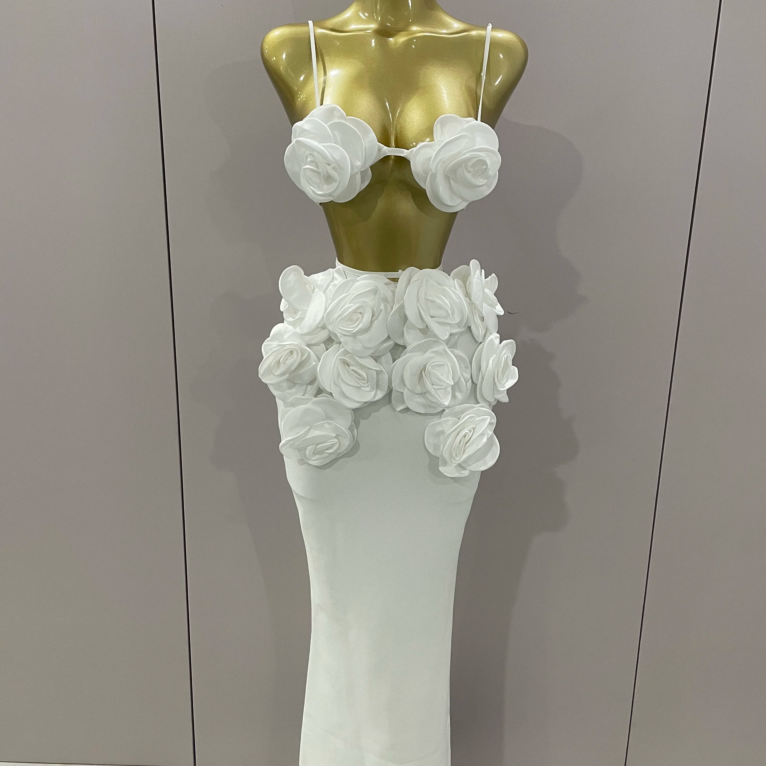 Sexy Camisole Floral Bandage Long Skirts 2-Piece Set 2025 Women Celebrity Elegant Party Cocktail Prom Gown Nightclub Outfit