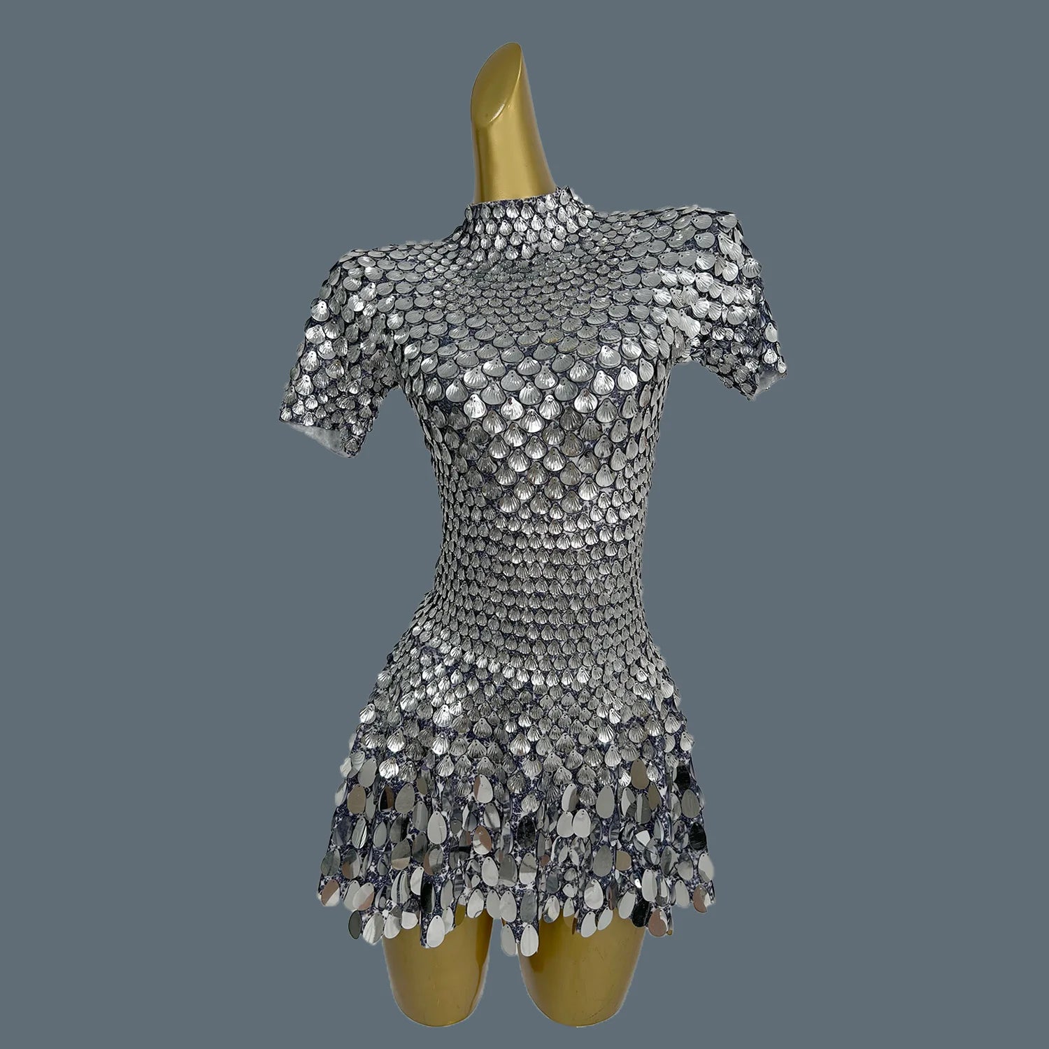 Sparkly Sequins Latin Dress Stage Wear Celebrate Birthday Prom Short Dress Nightclub Stage Performance Dance Costume Jinsique