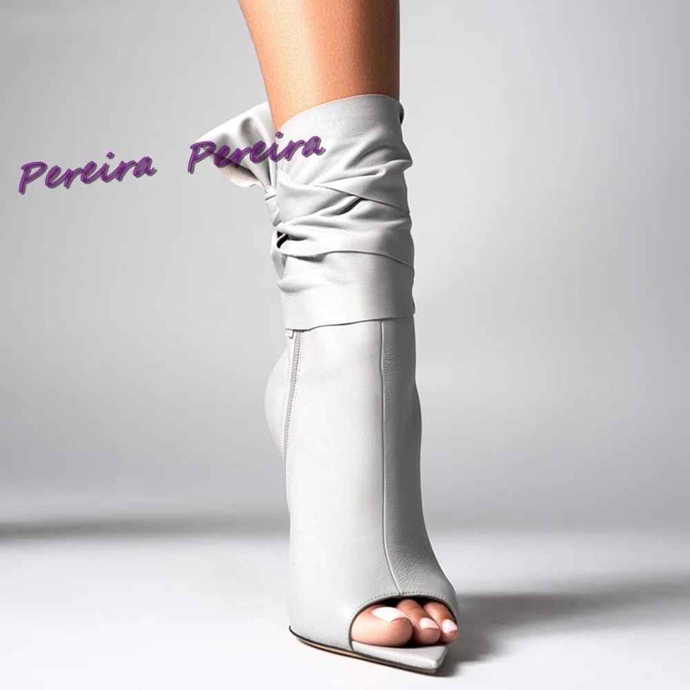 Black Knot Short Boots Concise Stiletto High Heels Side Zipper Women Shoes Soild Fashion Luxury Party Runway 2025 Autumn Shoe