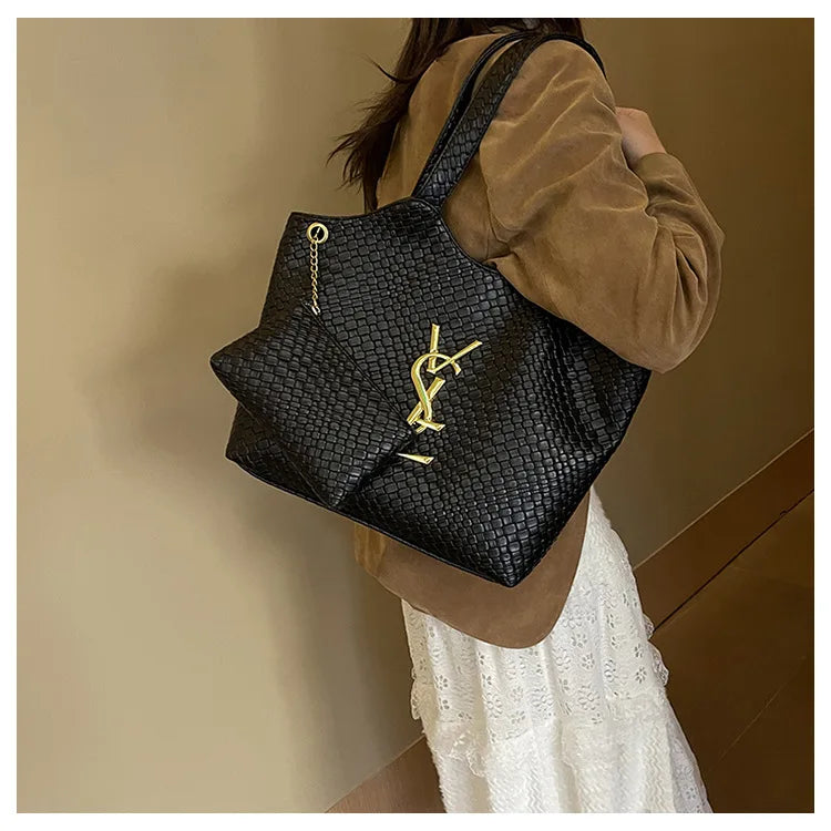 Large Tote Bag for Women,Big Woven Shopper, Fashionable Work Bag, Spacious Laptop Purse for Commute, Shoulder & Underarm Handbag