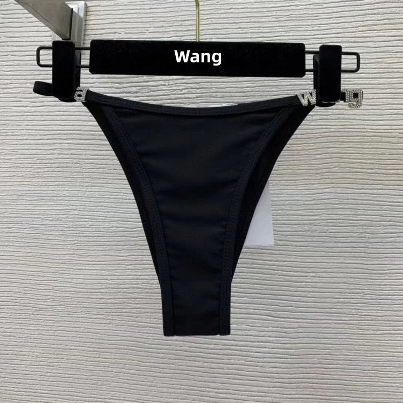 New Rhinestone Letter Wang Beach Bikini Luxury Brand Designer Y2K High Quality Fashion Sexy Women's Beach Bikini Duo Set