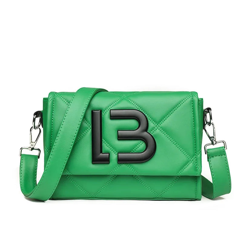Ladies' Casual Bag Retro Lapel Messenger Wallet Luxurious Designer Handbag Checkered Envelope Shoulder Bag. green