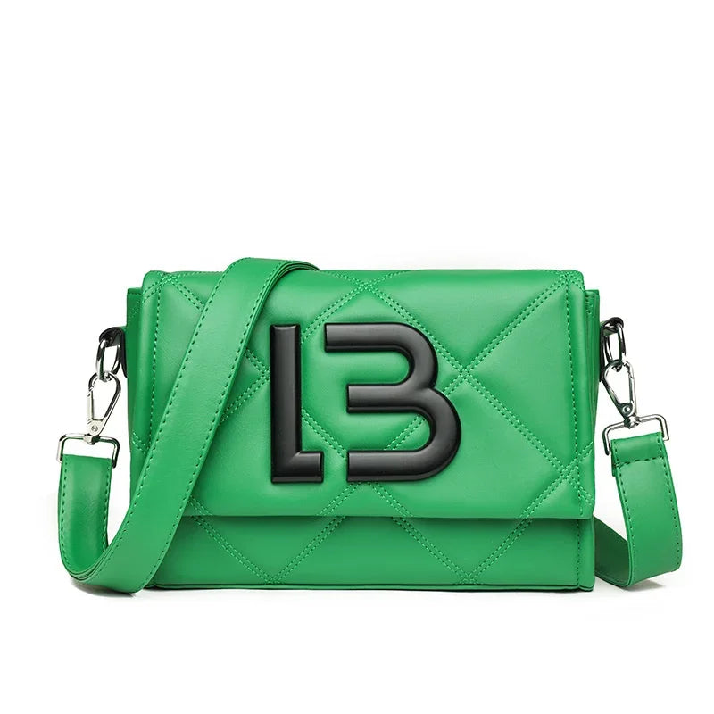 Ladies' Casual Bag Retro Lapel Messenger Wallet Luxurious Designer Handbag Checkered Envelope Shoulder Bag. green