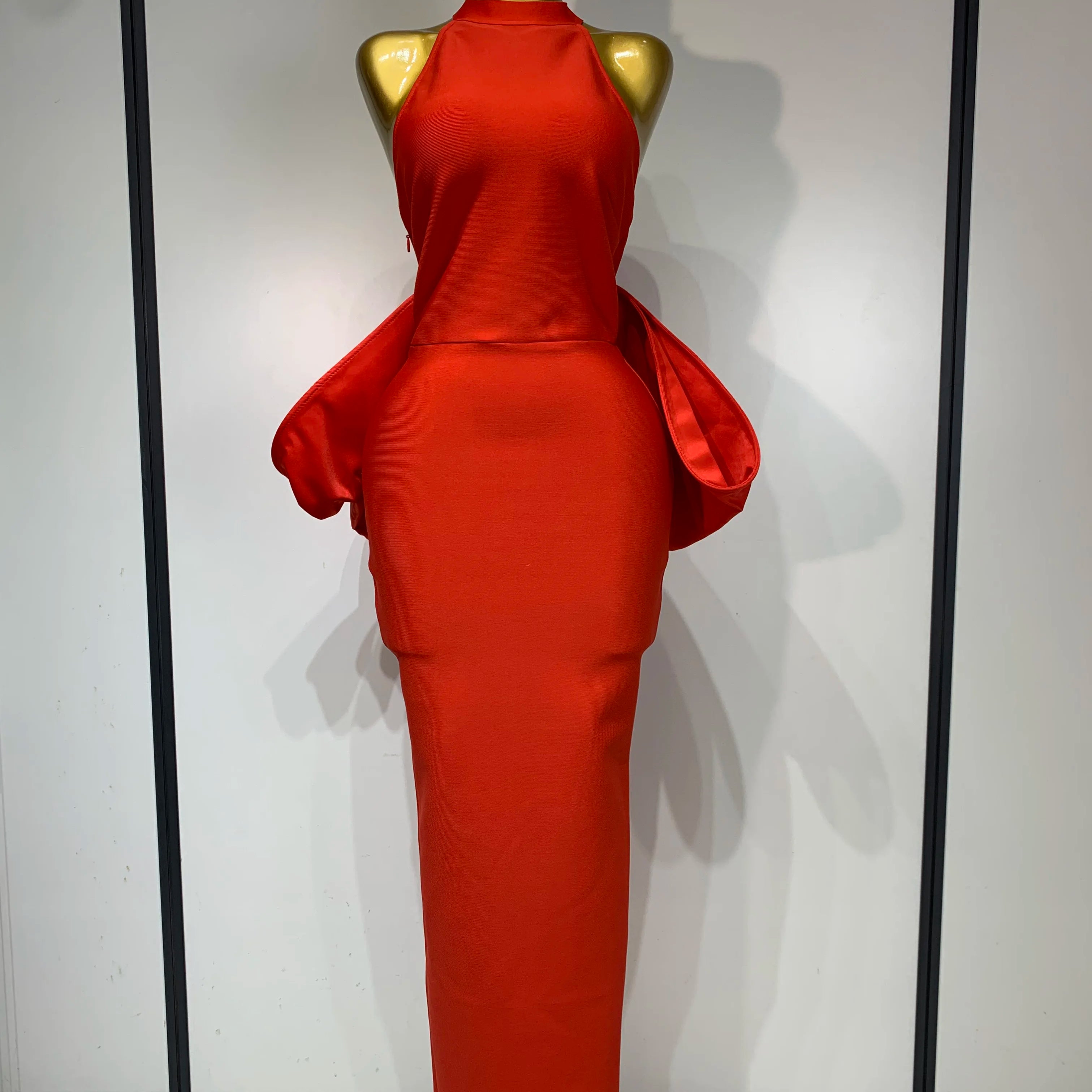 Women Sexy Backless Bow Sleeveless Bodycon Bandage Maxi Dress Red Celebrity Evening Party Cocktail Luxury Birthday Party Dresses