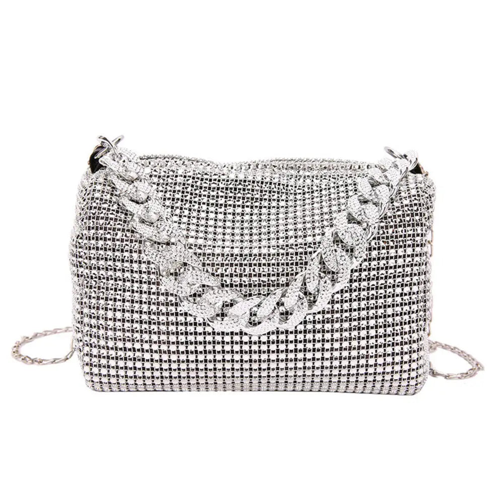 Personalized Small Waist Bags For Women Stylish Commuter Sequined Handbags Shoulder Strap Bag Lightweight Casual Shoulder Bag 1-Silver