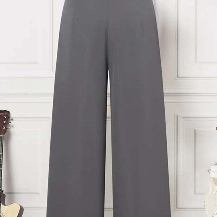 Women Pleating Pantalons Korean High Waist Pants Vintage Wide Leg Long Trouser Casual Loose Colorblock Streetwear Pants