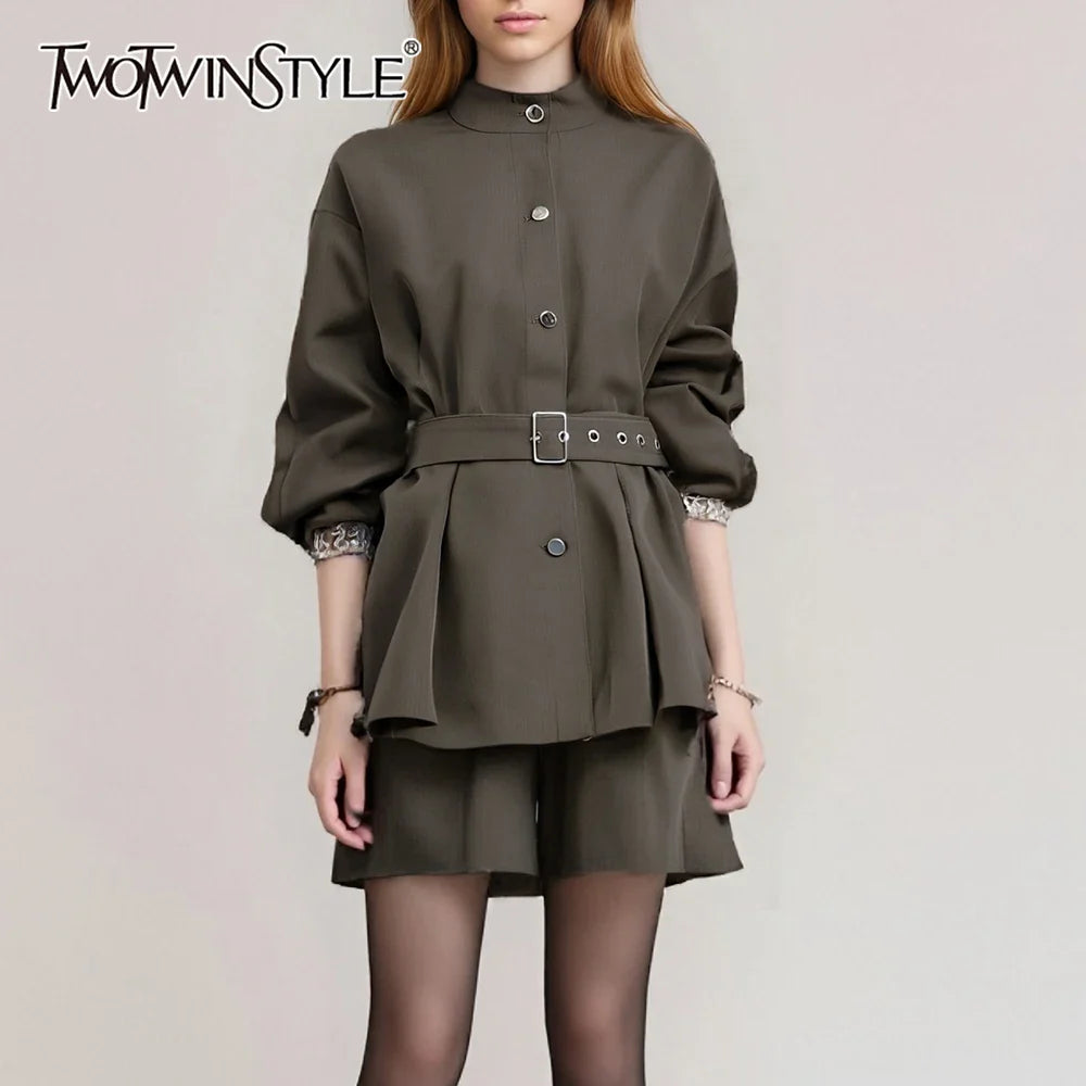 Solid Loose Spliced Single Breasted Fashion Jackets for Women Round Neck Long Sleeves Temperament Jacket Female New