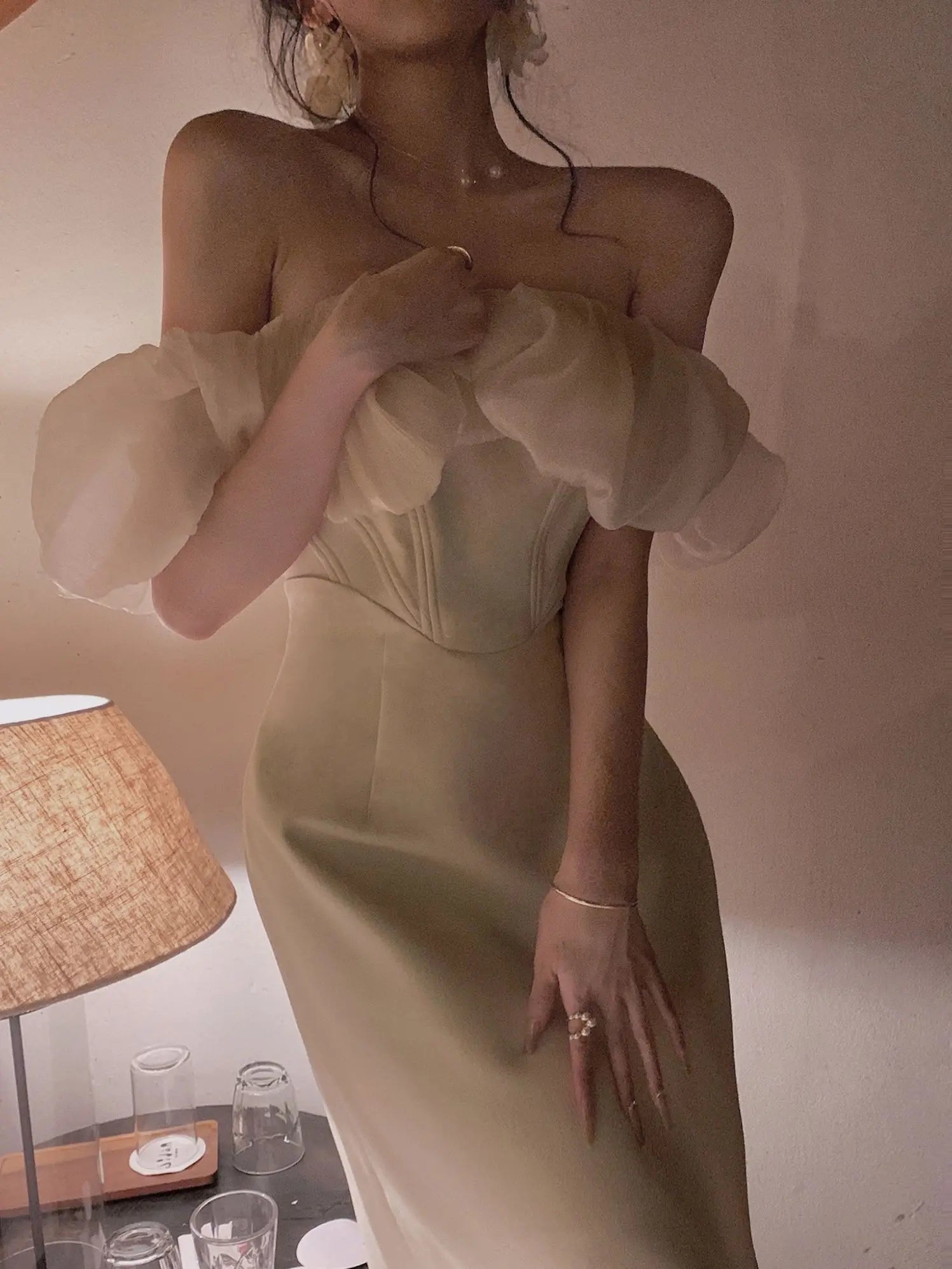 Summer Off Shoulder Patchwork Dress For Women Party Elegant Fashion Outfits Elegant Midi Bodycon Clothing Vestidos APRICOT