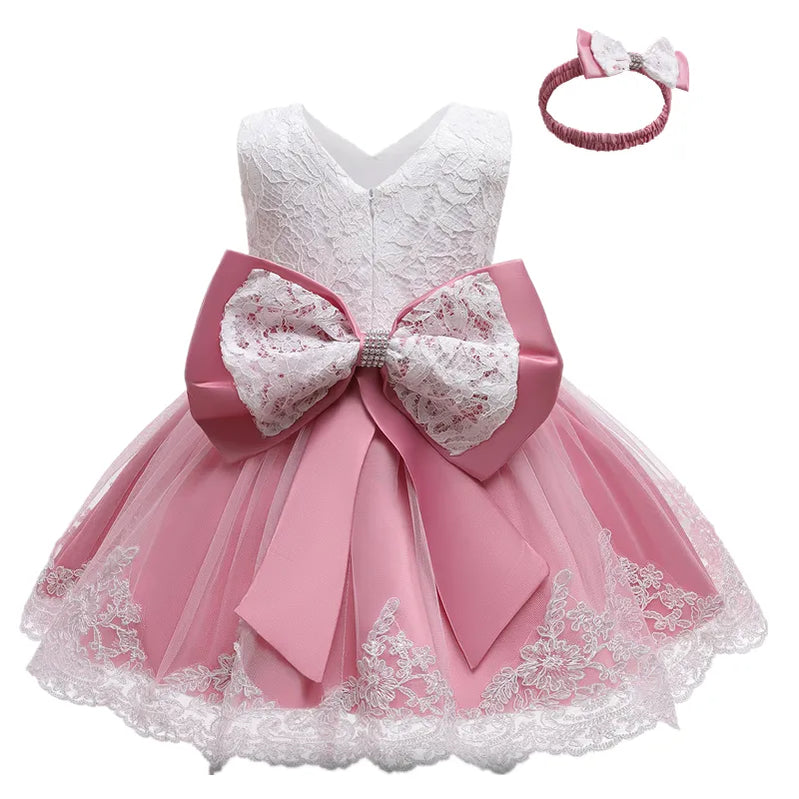 Fashion Wedding Birthday Party Dress Christams Dress For Girl 1-5 Years Girls Dress Elegant Tutu Vestidos Kids Clothes Pink B