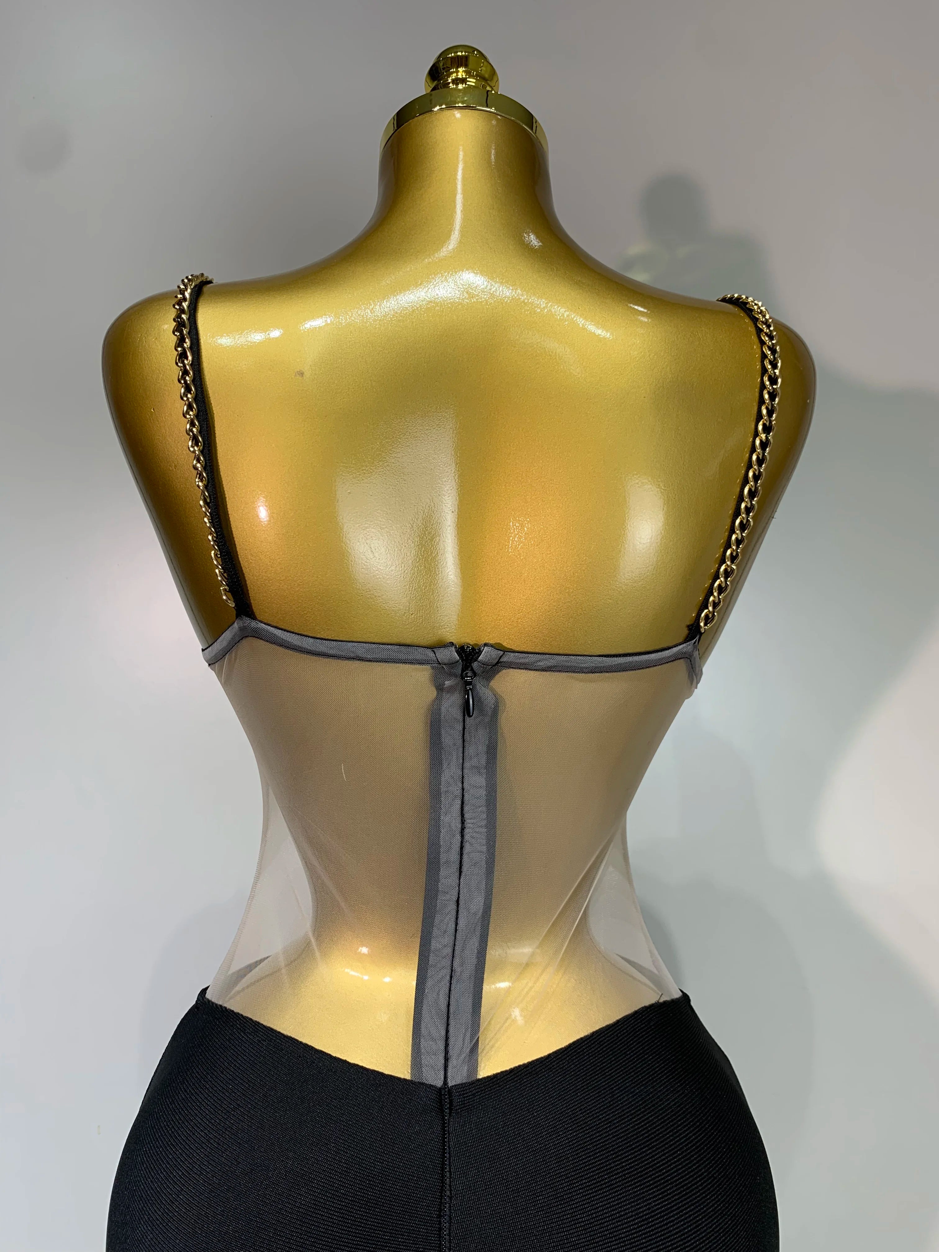 Macacão feminino luxuoso, sexy, sem mangas, de malha, preto, justo, bandagem, moda 2025, festa, celebridade, designer, high street